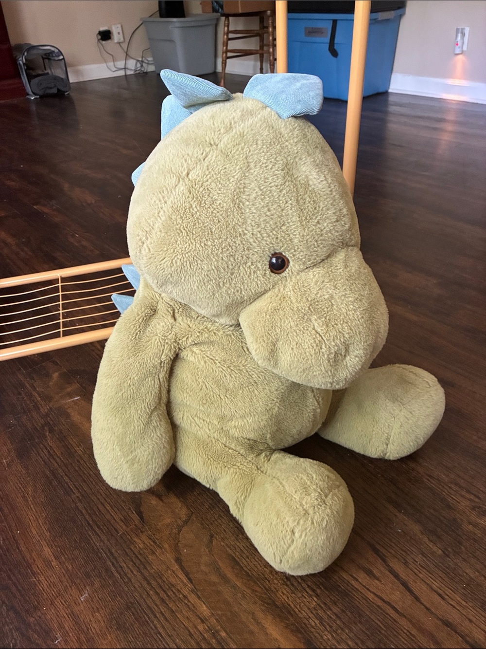 Plush Dinosaur Stuffed Animal - Sage Green with Light Blue Spikes